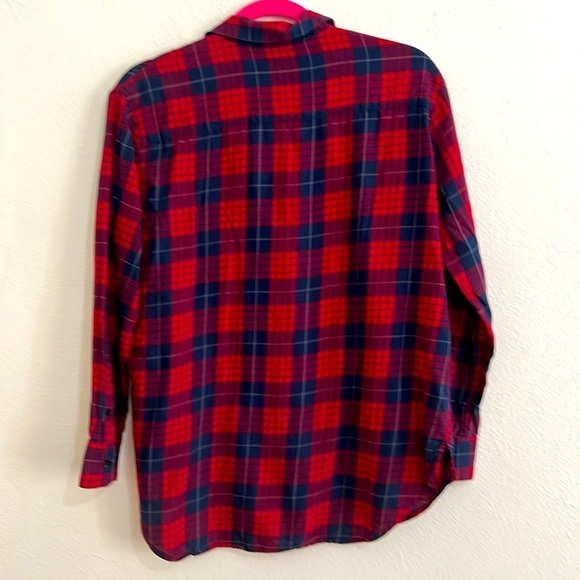 Vintage Madewell Size Small Farm Girl Western Red Blue Plaid Button Down Blouse - Picture 3 of 6